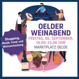 Shoppen und kostenlos Wein geniesen – 6. Sept. in Oelder Innenstadt